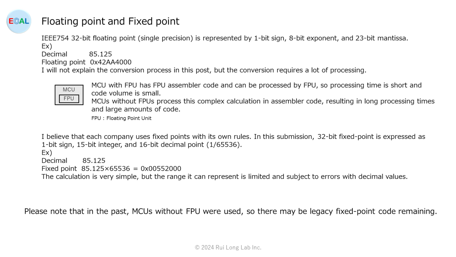 Floating point and Fixed point - OSS-ECAL English